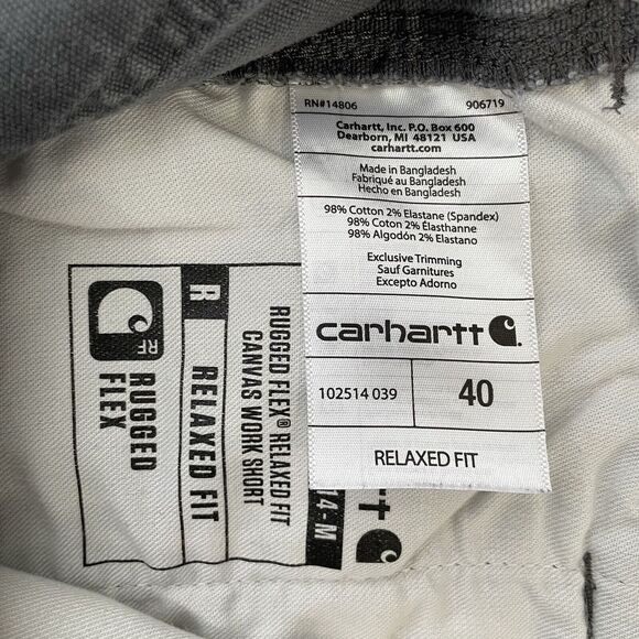 Carhartt‎ Shorts Mens 40 Relaxed Fit Gray Carpenter Work Canvas Rugged Flex - Picture 9 of 10